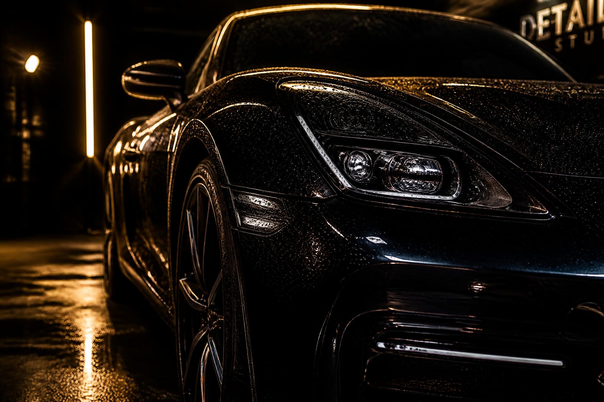 Luxury car in detailing studio